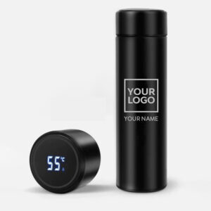Black temperature bottle with LED display premium corporate gift by CGS