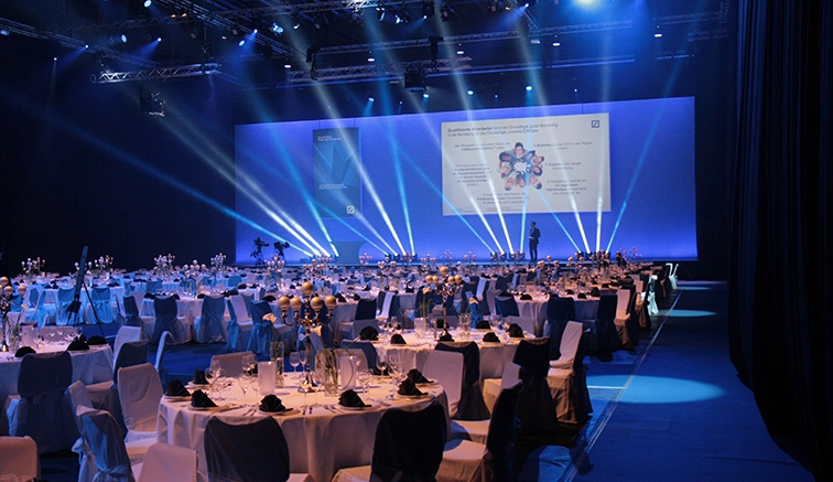 Corporate gala event with stage and audience