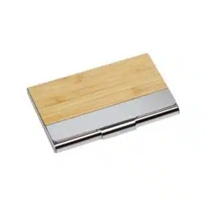 Wooden and metal card holder premium corporate gift with logo branding by CGS