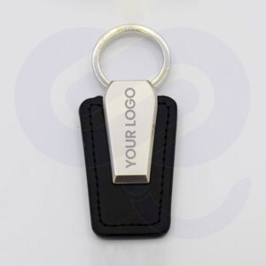 Leather and Metal Keychain premium corporate gift with logo branding by CGS