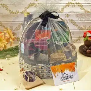 Moonlight Ramadan Basket with Dates, Snacks, Rooh Afza, and Tasbeeh – Elegant Corporate Gifts for Employees during Ramadan