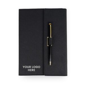Saffiano leather folder notebook premium corporate gift with logo branding by CGS