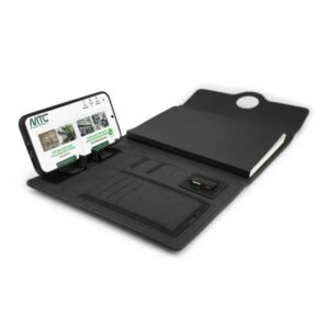 Multifunctional Notebook 2.0 three-fold PU leather notebook with power bank and wireless charging for corporate gifting from CGS