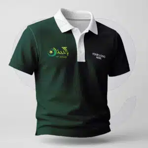 14 August customize polo t-shirt with Pakistan flag design and company logo from CGS
