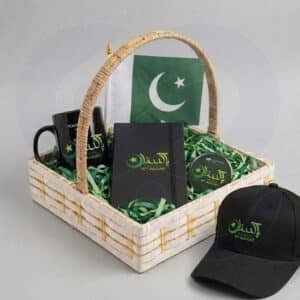 14 August independence day gift basket with green and white themed corporate gifts from CGS
