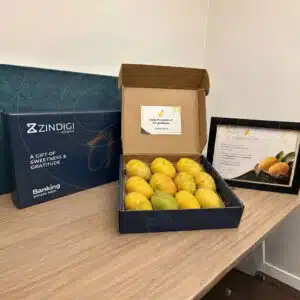 Premium mango box with custom logo for corporate gifting from CGS