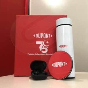 Corporate prestige box with wireless charger and earbuds for corporate gifting from CGS
