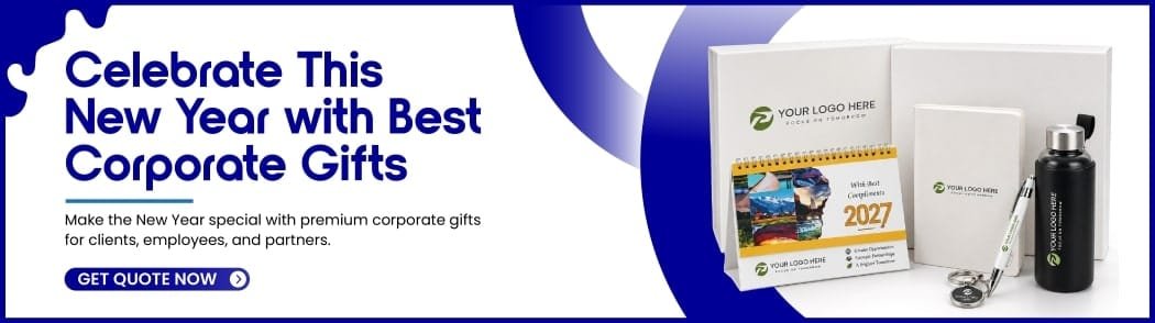 Collection of best New Year corporate gifts in Pakistan including premium boxes, tech gadgets, leather diaries, and custom calendars for employees and clients.